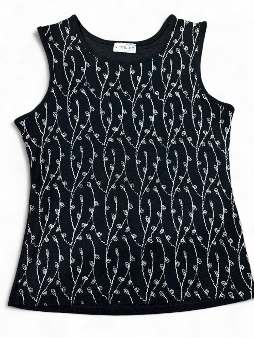Black embroidered tank